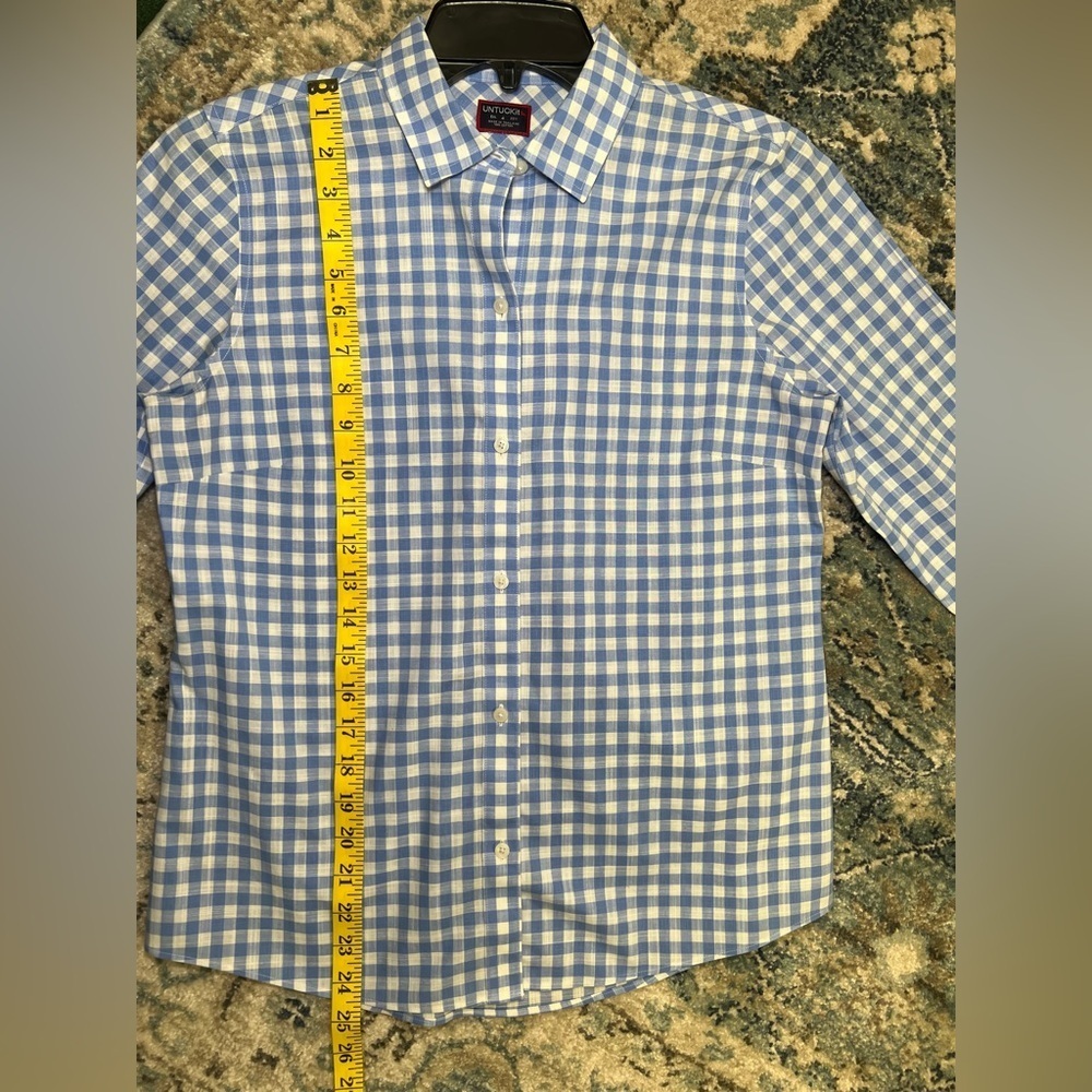 UNTUCKit Women’s Blue Gingham Shirt - Picture 7 of 7